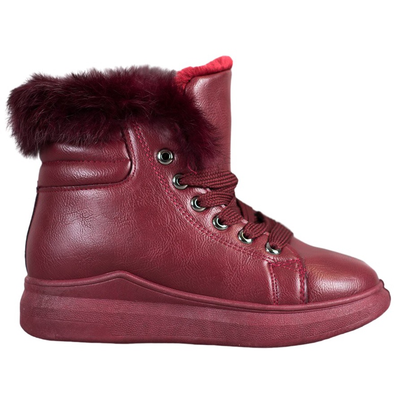 SHELOVET Botines atados con piel rojo SHELOVET Botines atados con piel rojo