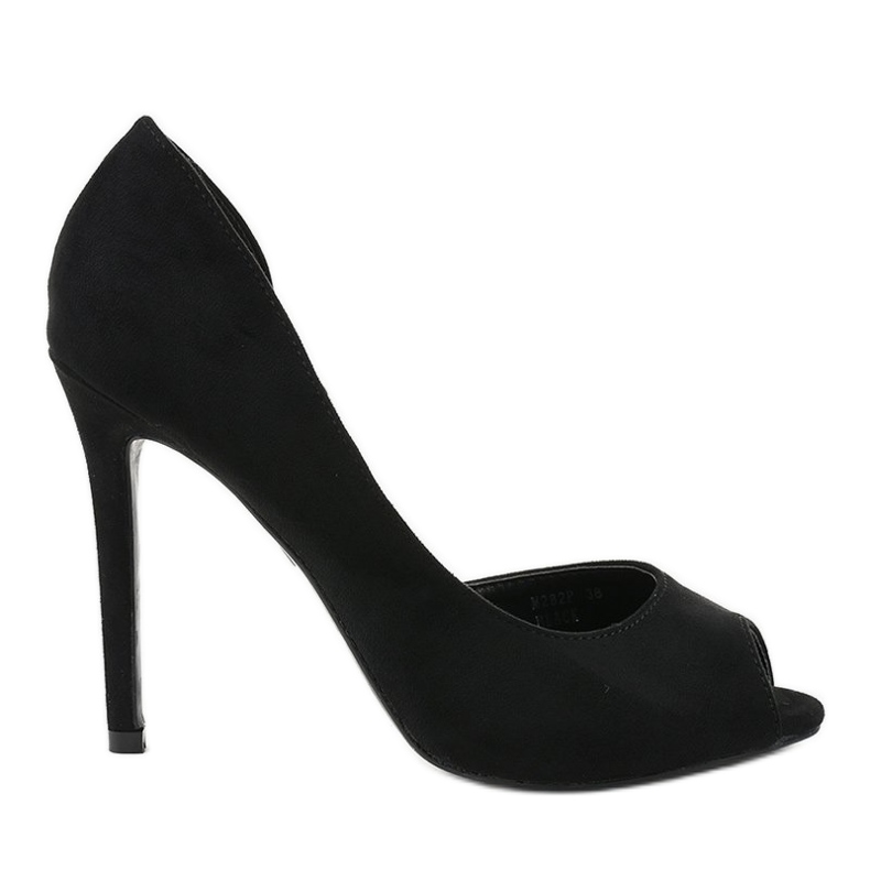 Tacones altos asimétricos de ante negro M282P