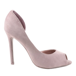 Tacones altos asimétricos de ante rosa M282P