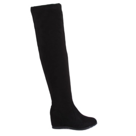 Negro PE108 Botas de cuña negras