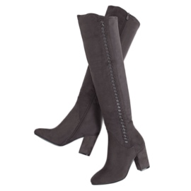 Gris Botas sobre la rodilla en gris 7539-GG Grey