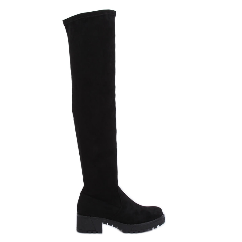 Botas hasta el muslo de ante negro 8056-GG Black