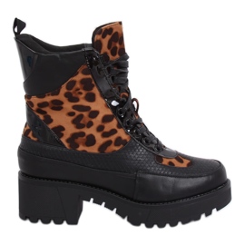 Zapatos de suela alta NS067 Leopard negro
