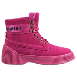 Yes Mile Botines atados de moda rosado