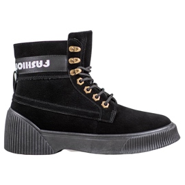 Yes Mile Botines atados de moda negro Yes Mile Botines atados de moda negro