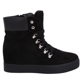 Black RQ216 Serpentine botas de cuña negras negro