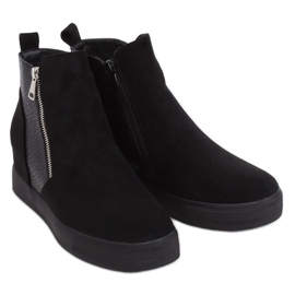 Negro RQ235 Botas negras con cuña oculta