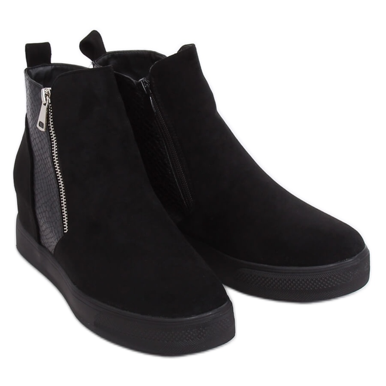 Negro RQ235 Botas negras con cuña oculta Negro RQ235 Botas negras con cuña oculta