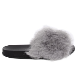 Pantuflas grises con piel CK107P Gris
