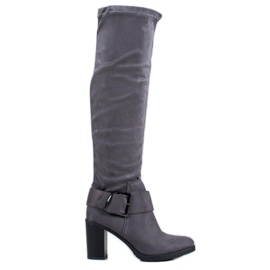 Super Mode Botas elegantes con hebilla gris