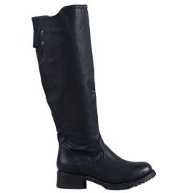 Super Me Botas de cuero ecológico negro