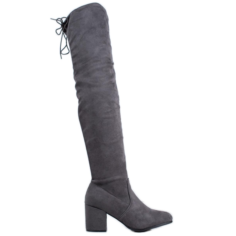 SHELOVET Botas cómodas de tacón alto gris