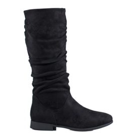 SHELOVET Botas de ante por encima de la rodilla negro