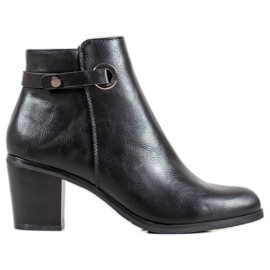 Ideal Shoes Botas clásicas de cuero ecológico negro