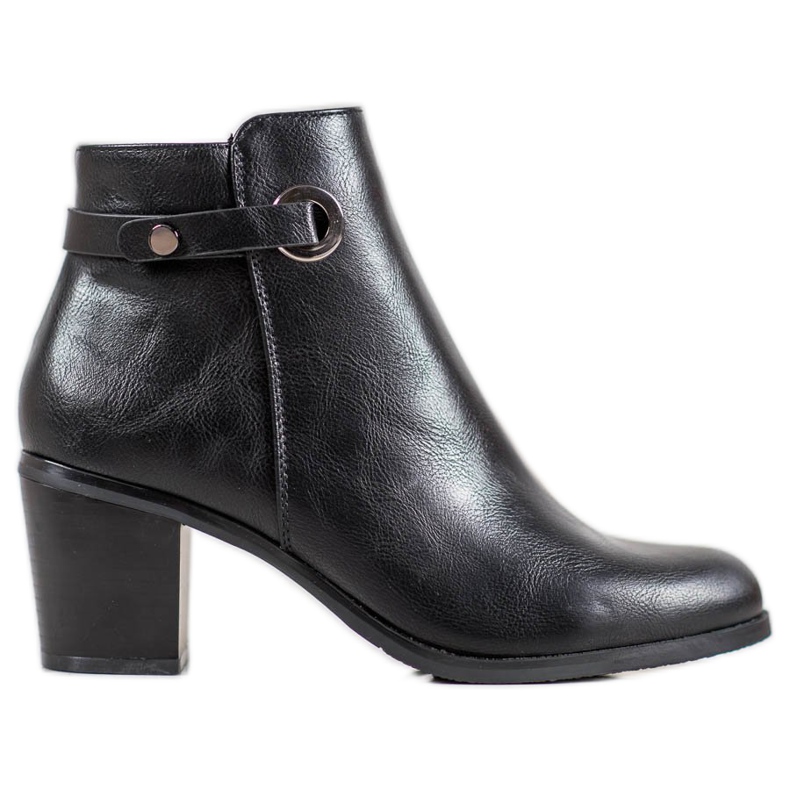 Ideal Shoes Botas clásicas de cuero ecológico negro