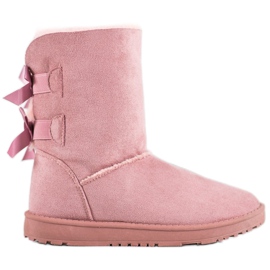 Haver Botas de nieve cálidas con lazos rosado