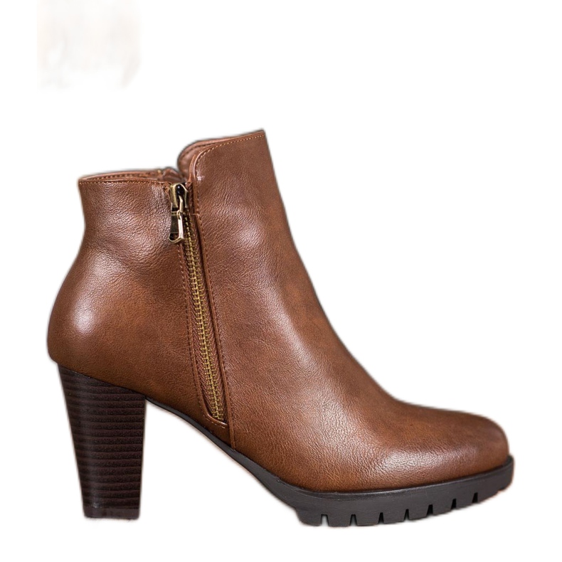 Anesia Paris Botas elegantes de cuero ecológico marrón