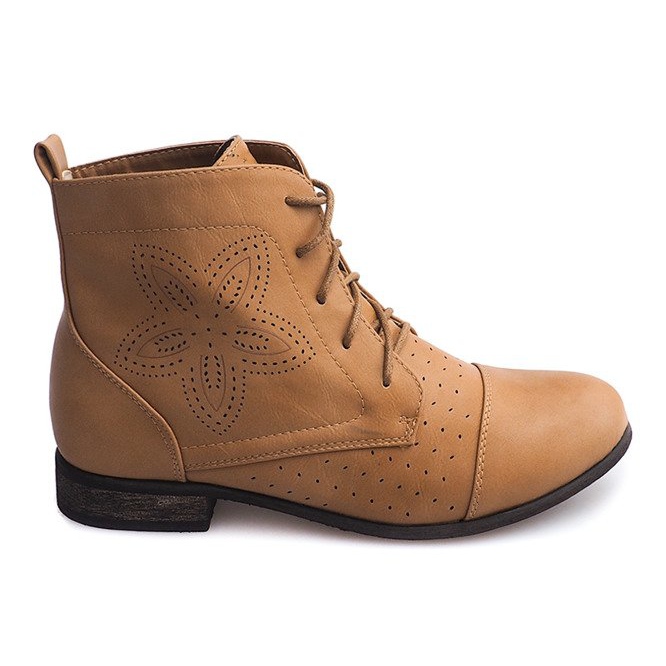 Botas con Cordones Calados 248 Camel marrón