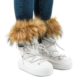 Botas de nieve blancas de moda con piel 119-39 blanco