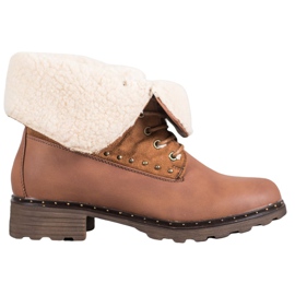 SHELOVET Botas marrones con piel de oveja marrón