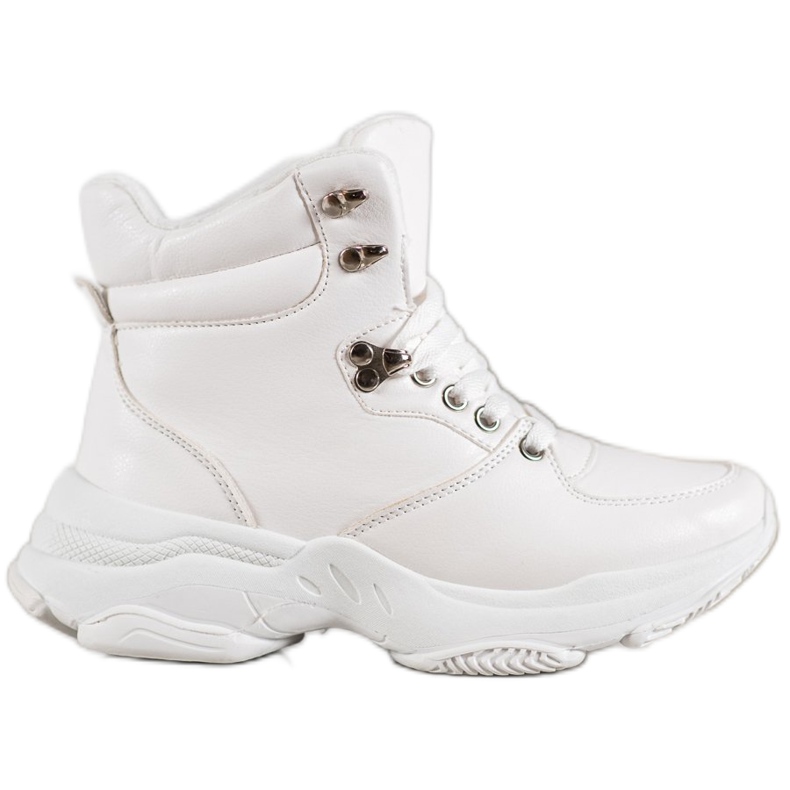 Ideal Shoes Zapatillas de cuero ecológico blanco