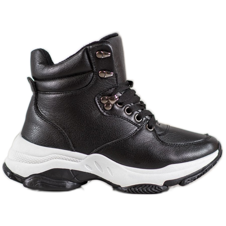 Ideal Shoes Zapatillas de cuero ecológico negro