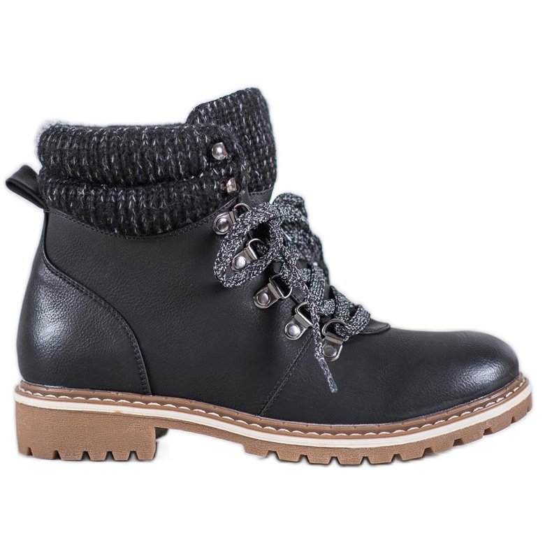 Goodin Botas de montaña con cordones decorativos negro