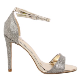 Sandalias doradas sobre un tacón alto TU130 Dorado gris amarillo