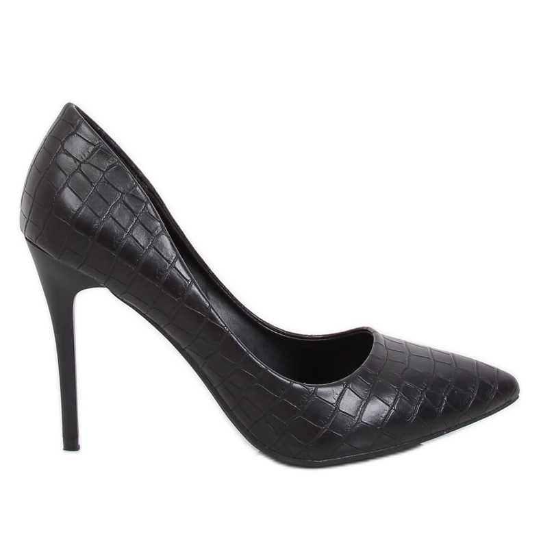 Tacones de mujer negros piel de serpiente GG-81P Negro