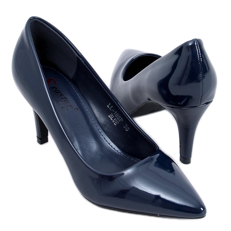 Tacones de mujer lacados en azul marino LL-185P Azul