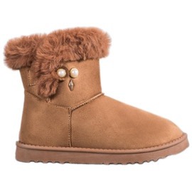 SHELOVET Botas de nieve con perlas marrón