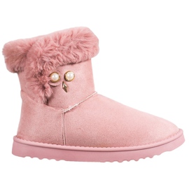 SHELOVET Botas de nieve con perlas rosa