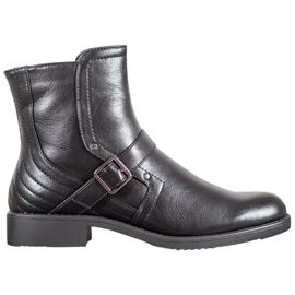 J. Star Botas de tacón plano negro
