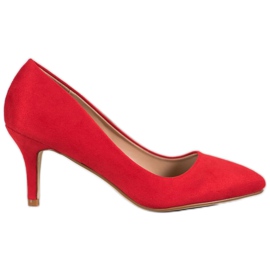 SHELOVET Zapatos de tacón de ante rojos