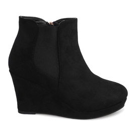 Botas de cuña de ante YL061 Negro