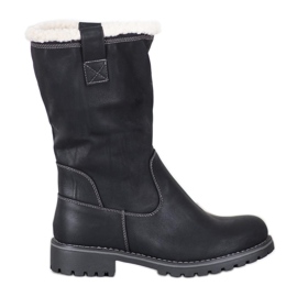 SDS Botas cálidas con cuero ecológico negro