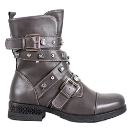 Kayla Trabajadores cálidos con diamantes de imitación gris Kayla Trabajadores cálidos con diamantes de imitación gris