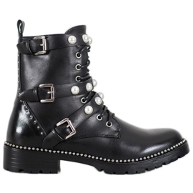 Bella Paris Botas de cordones con jets negro