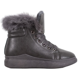 SHELOVET Botines atados con piel gris SHELOVET Botines atados con piel gris