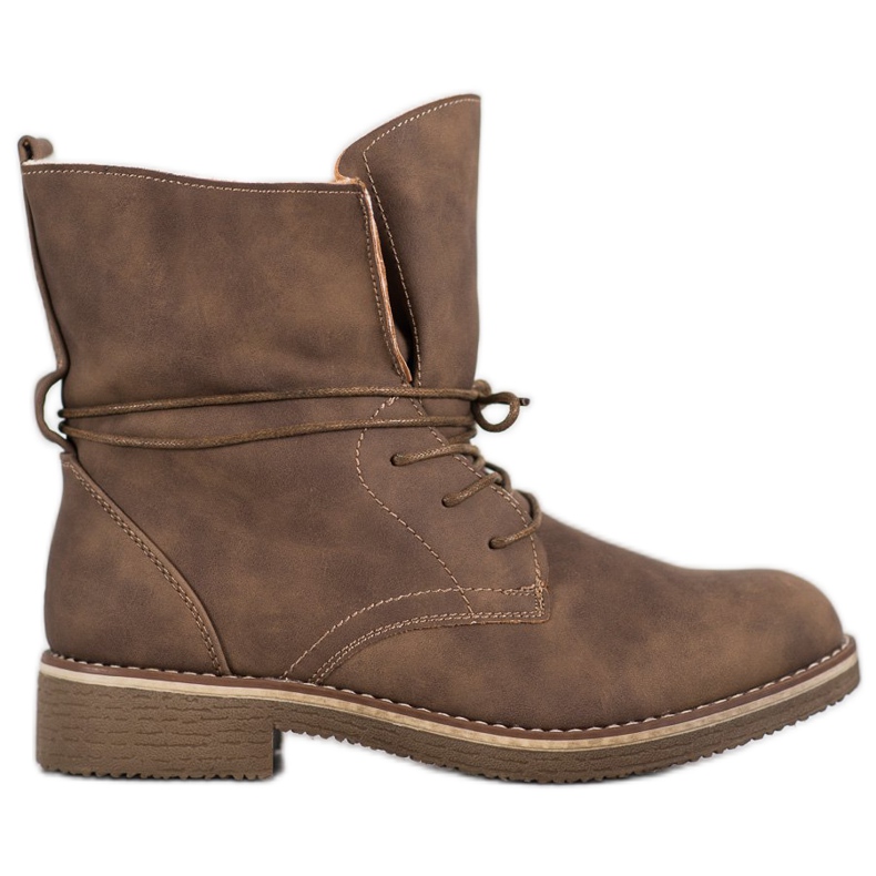 SDS Botines atados con un vástago enrollado marrón SDS Botines atados con un vástago enrollado marrón