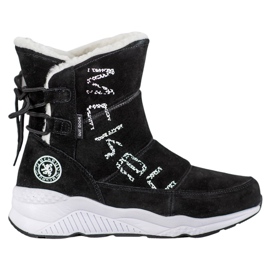 McKey Botas de nieve de cuero negro