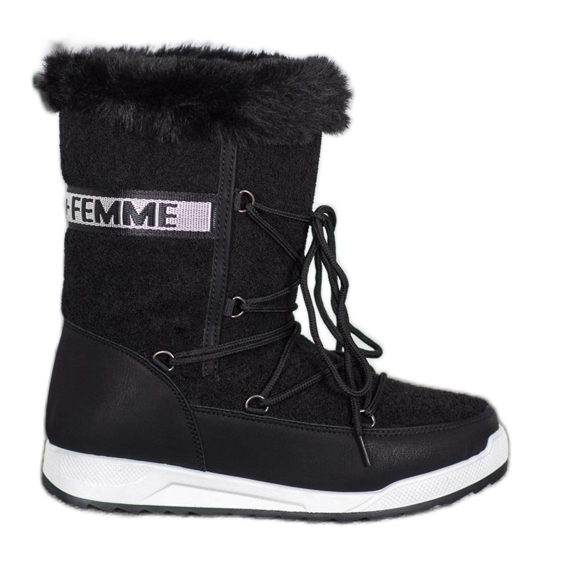 Small Swan Botas de nieve con cordones de moda negro