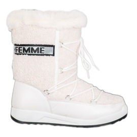 Small Swan Botas de nieve con cordones de moda blanco