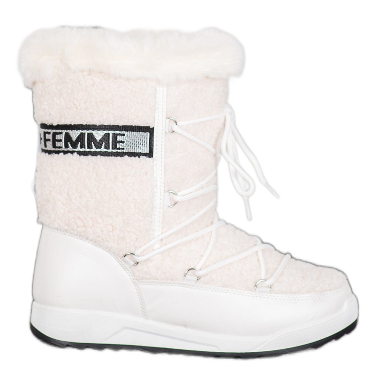 Small Swan Botas de nieve con cordones de moda blanco