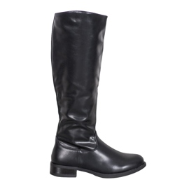 SHELOVET Botas casuales de cuero ecológico negro