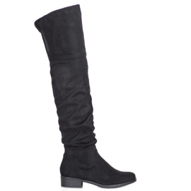 SDS Botas de gamuza hasta el muslo negro