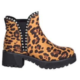 SDS Botines chelsea con estampado de leopardo marrón