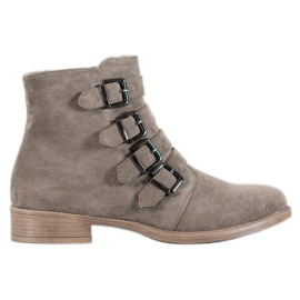 Sergio Leone Botines de ante con hebillas caqui