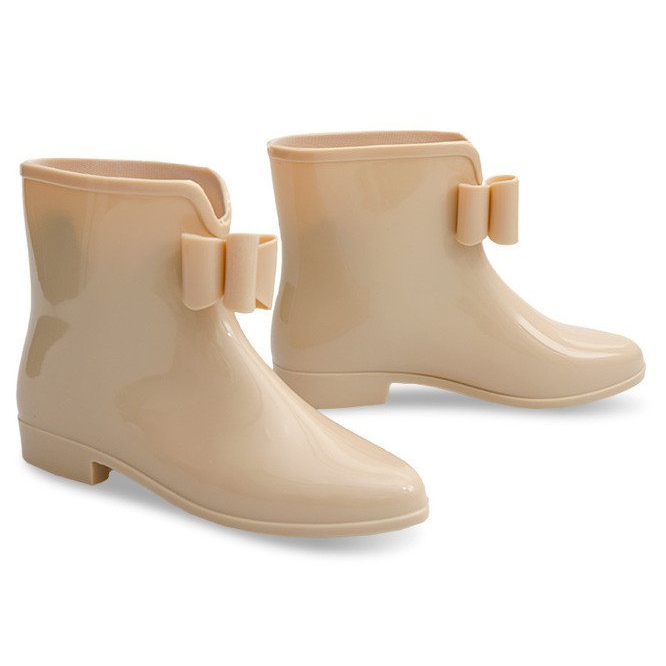 Botas de agua con lazo 502A Beige Botas de agua con lazo 502A Beige