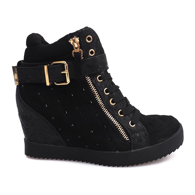 Zapatillas de cuña 6227-Y Black negro